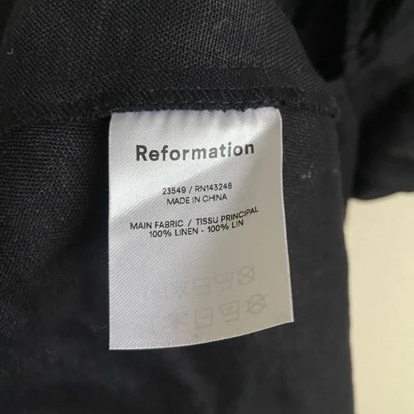 Reformation Black Linen Denver Midi Dress - Picture 6 of 8